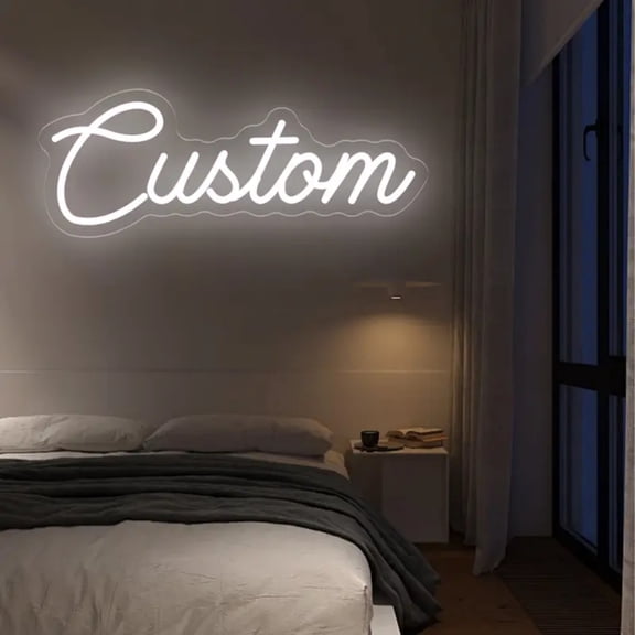 UPONRAY Single Line Custom Neon Signs, Usb Powered with Adjustable Brightness Wall Decor for Gifts, Cool White, 14 inch