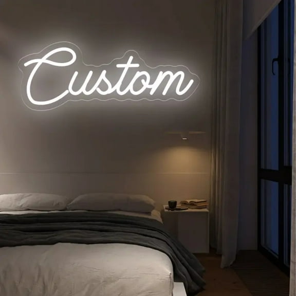UPONRAY Single Line Custom Neon Signs, Usb Powered with Adjustable Brightness Wall Decor for Gifts, Cool White, 5 inch