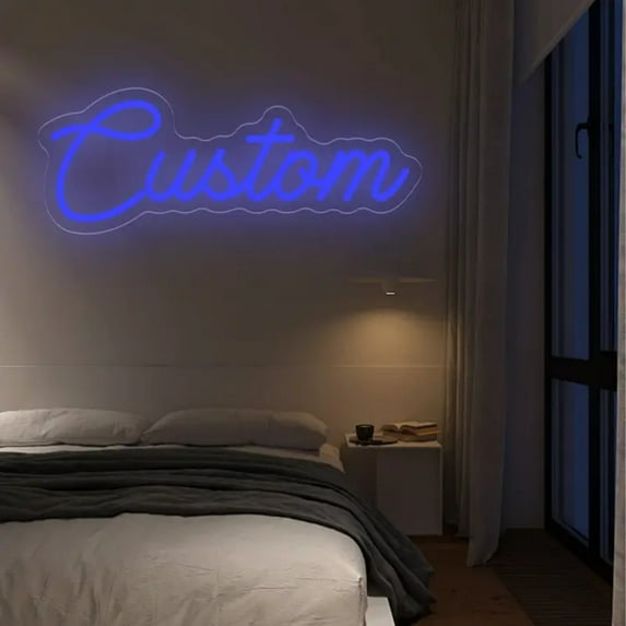 UPONRAY Single Line Custom Neon Signs, Usb Powered with Adjustable Brightness Wall Decor for Gifts, Dark Blue, 10 inch