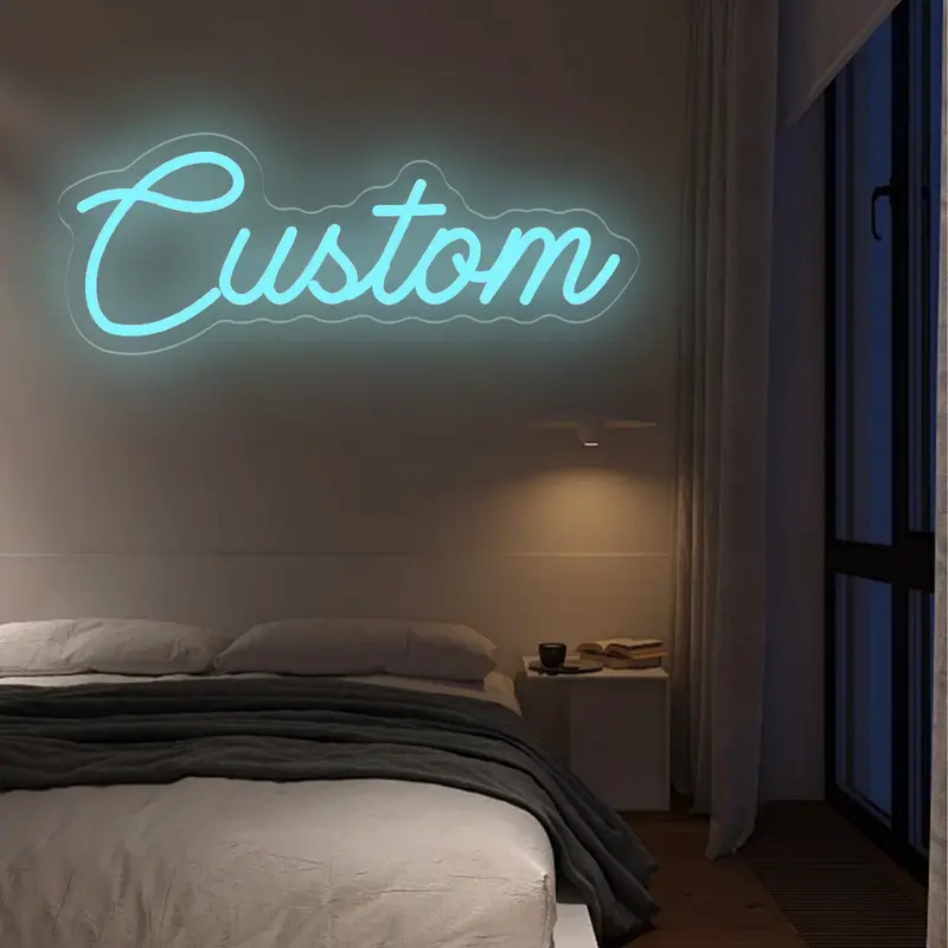 UPONRAY Single Line Custom Neon Signs, Usb Powered with Adjustable Brightness Wall Decor for Gifts, Ice Blue, 12 inch