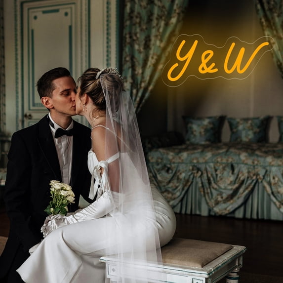 UPONRAY Single Line Custom Neon Signs with &, Usb Powered with Adjustable Brightness Wall Decor for Gifts, Yellow, 16 inch