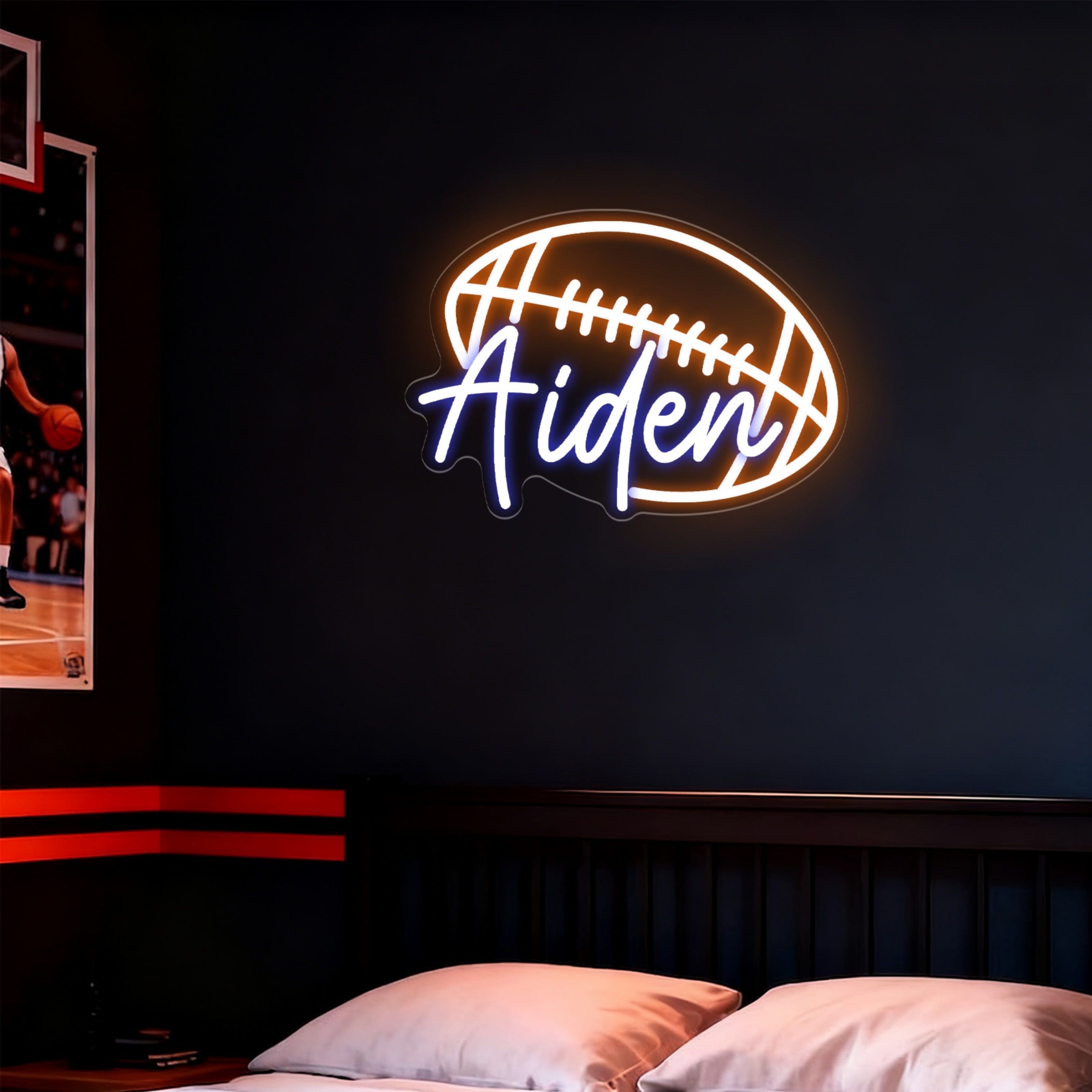 UPONRAY Football Custom Neon Signs, Usb Powered with Adjustable Brightness Wall Decor for Gifts, Dark Blue, 14 inch