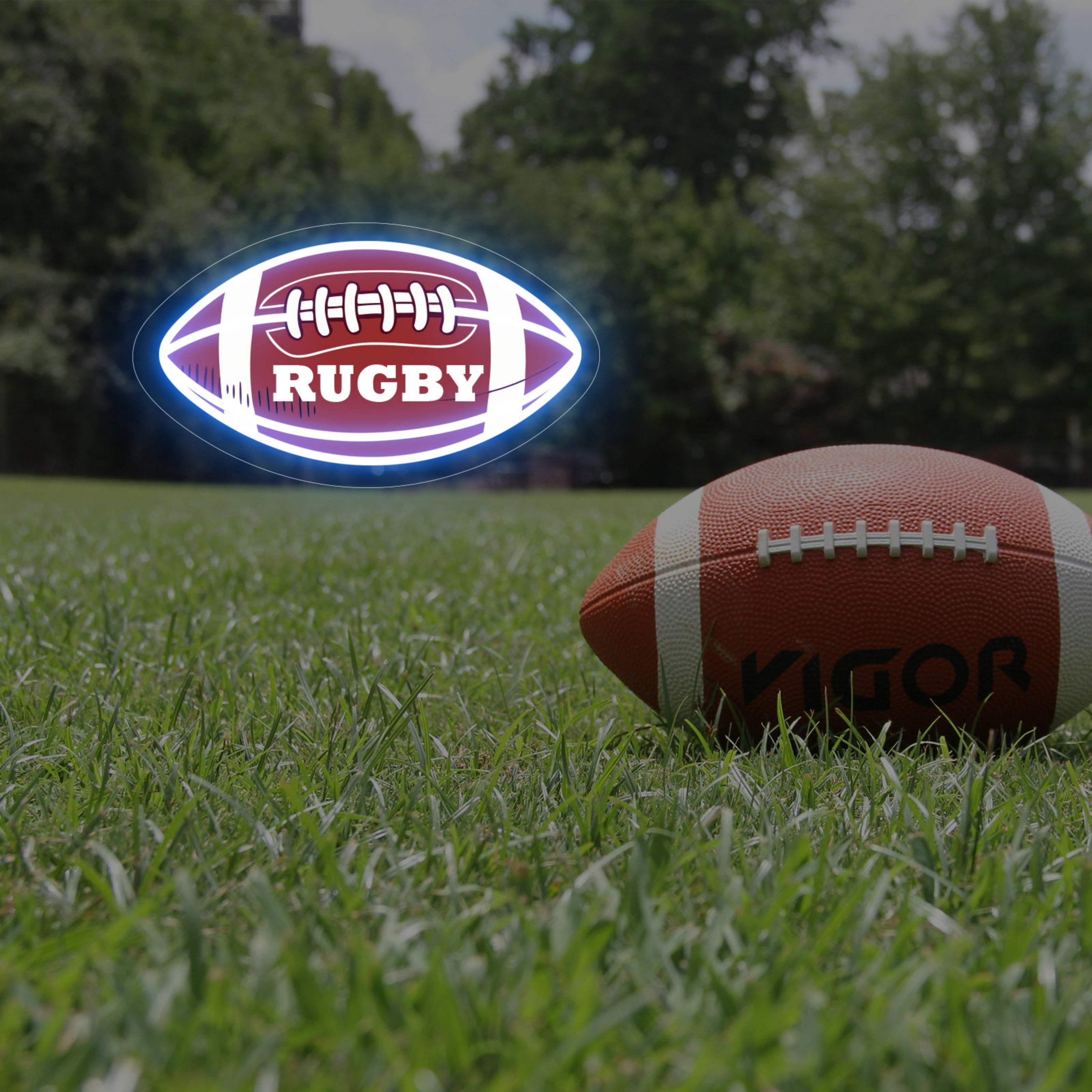 UPONRAY Football Custom Neon Signs, Usb Powered with Adjustable Brightness Wall Decor for Gifts, Dark Blue, 18 inch