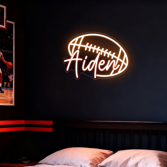 UPONRAY Football Custom Neon Signs, Usb Powered with Adjustable Brightness Wall Decor for Gifts, Red, 14 inch
