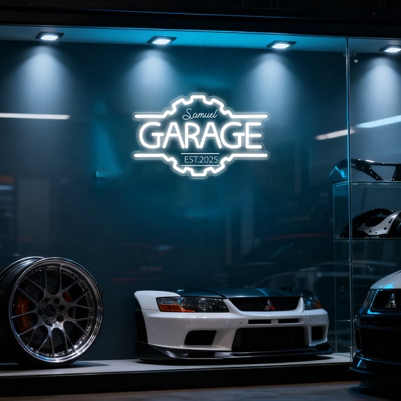 UPONRAY Garage Custom Neon Signs, Customizable USB-Powered & Dimmable LED Neon Light, Stylish Wall Decor for Bedroom, Home, Lover, Friend, Cool White, 14 inch/6 Letters