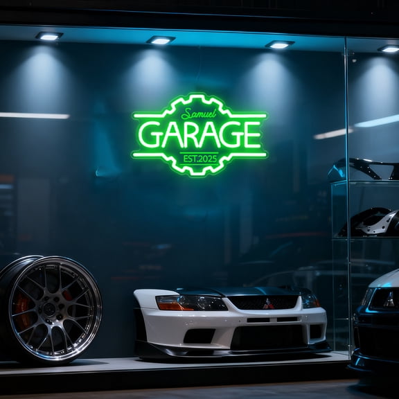 UPONRAY Garage Custom Neon Signs, Customizable USB-Powered & Dimmable LED Neon Light, Stylish Wall Decor for Bedroom, Home, Lover, Friend, Green, 14 inch/6 Letters