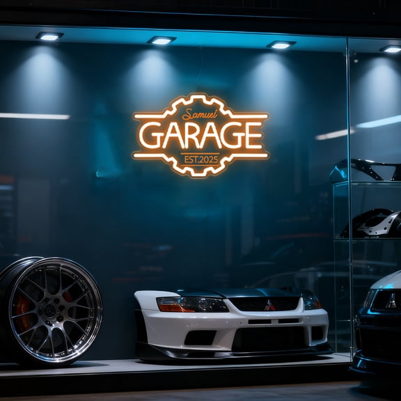 UPONRAY Garage Custom Neon Signs, Customizable USB-Powered & Dimmable LED Neon Light, Stylish Wall Decor for Bedroom, Home, Lover, Friend, Orange, 14 inch/6 Letters