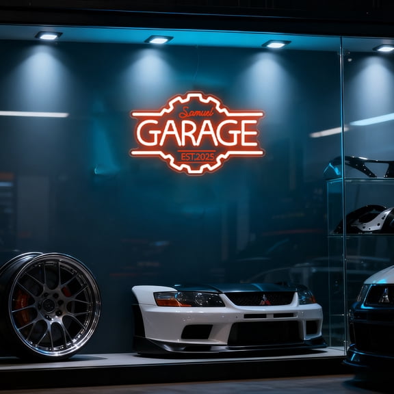 UPONRAY Garage Custom Neon Signs, Customizable USB-Powered & Dimmable LED Neon Light, Stylish Wall Decor for Bedroom, Home, Lover, Friend, Red, 14 inch/6 Letters