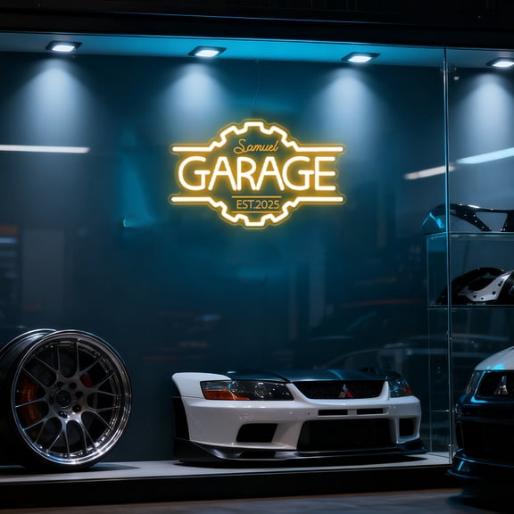 UPONRAY Garage Custom Neon Signs, Customizable USB-Powered & Dimmable LED Neon Light, Stylish Wall Decor for Bedroom, Home, Lover, Friend, Yellow, 14 inch/6 Letters