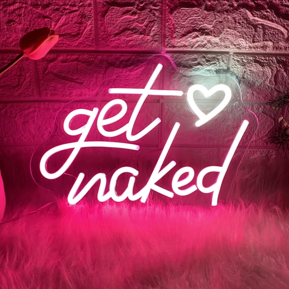 UPONRAY Get Naked Neon Signs, 15.98"*10.39" Dimmable & USB-Powered LED Neon Light, Stylish Wall Decor as gifts for Valentine's Day, Lover, Bed Room, Bar, Man Cave