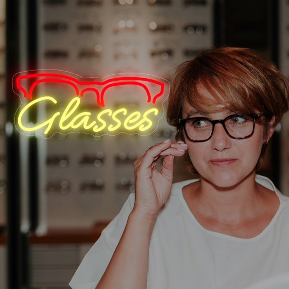 UPONRAY Glasses Custom Neon Signs, Usb Powered with Adjustable Brightness Wall Decor for Gifts, Lemon Yellow, 20 inch