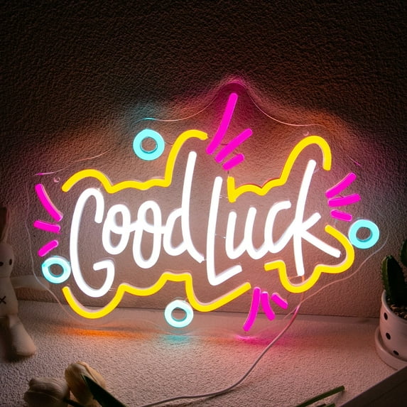 UPONRAY Good Luck Neon Signs LED Luck Neon Light for Business, Dimmable Luck Neon Signs with USB Powered for Wall, Bedroom, Office, Gaming Room, Party, Teen Girls Decor