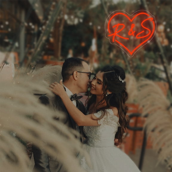 UPONRAY Heart Shaped Custom Neon Signs with &, Usb Powered with Adjustable Brightness Wall Decor for Gifts, Red, 16 inch