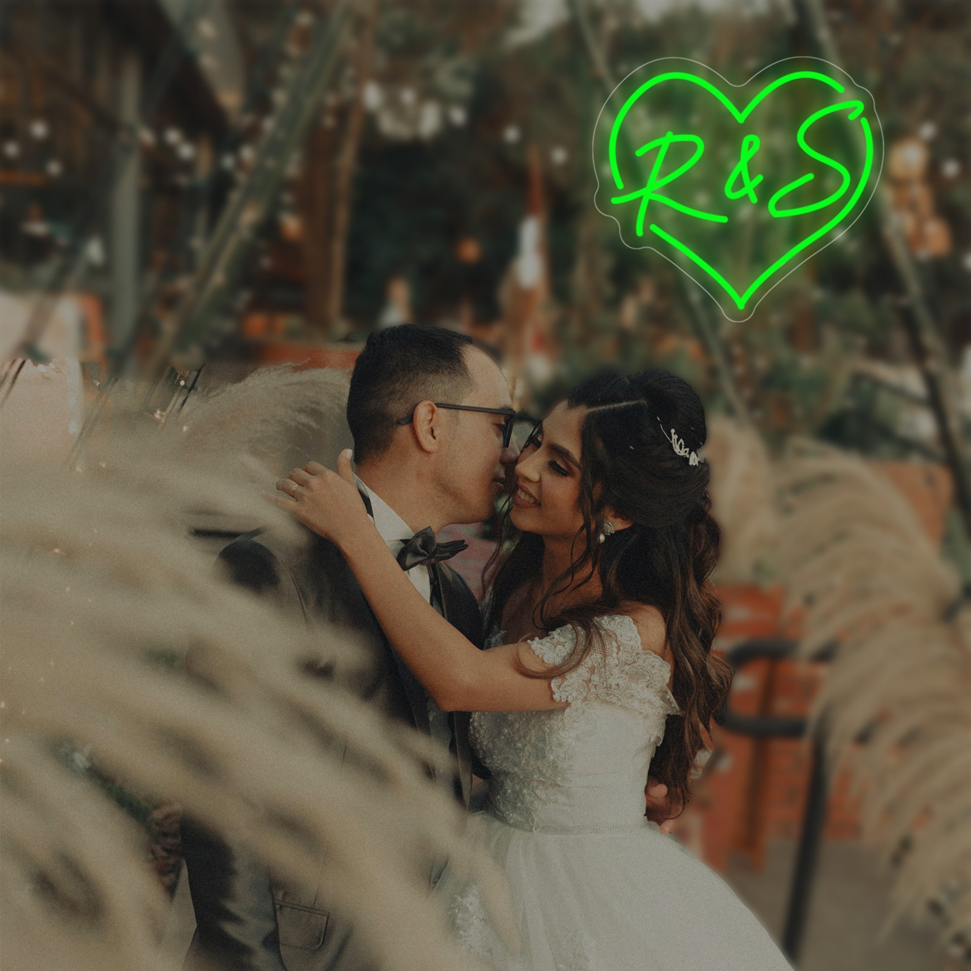 UPONRAY Heart Shaped Custom Neon Signs with &, Usb Powered with Adjustable Brightness Wall Decor for Gifts, Green, 12 inch