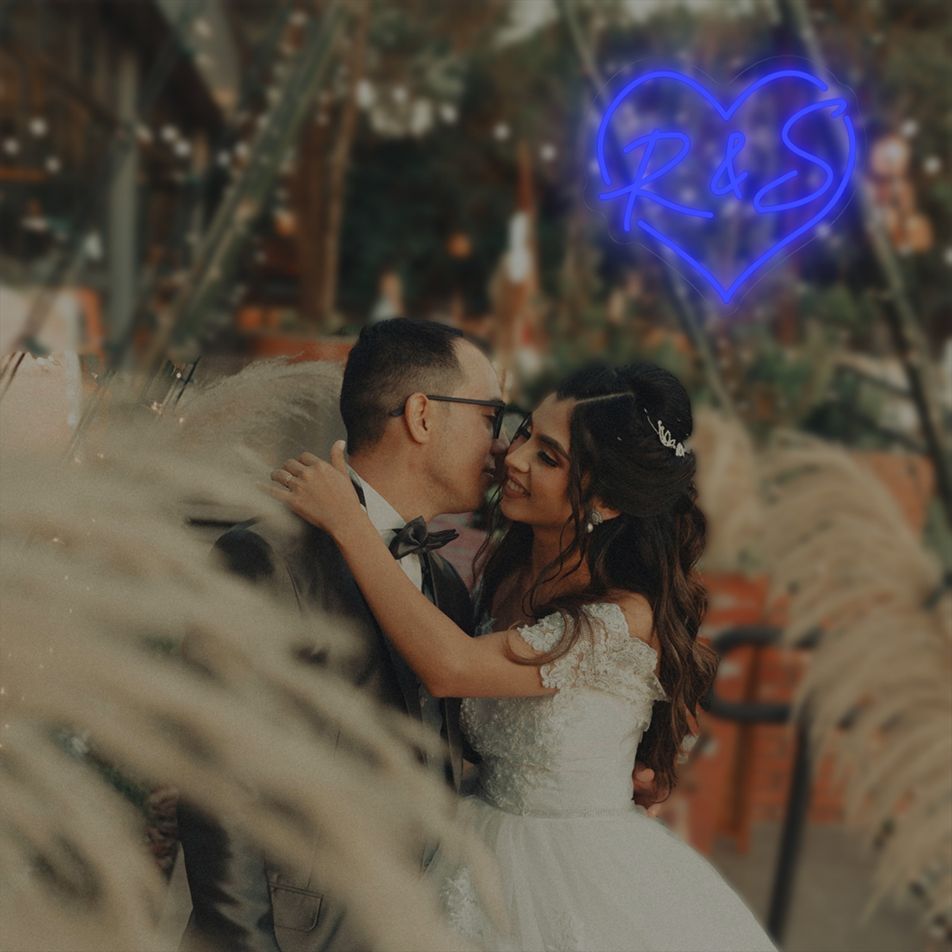UPONRAY Heart Shaped Custom Neon Signs with &, Usb Powered with Adjustable Brightness Wall Decor for Gifts, Dark Blue, 10 inch