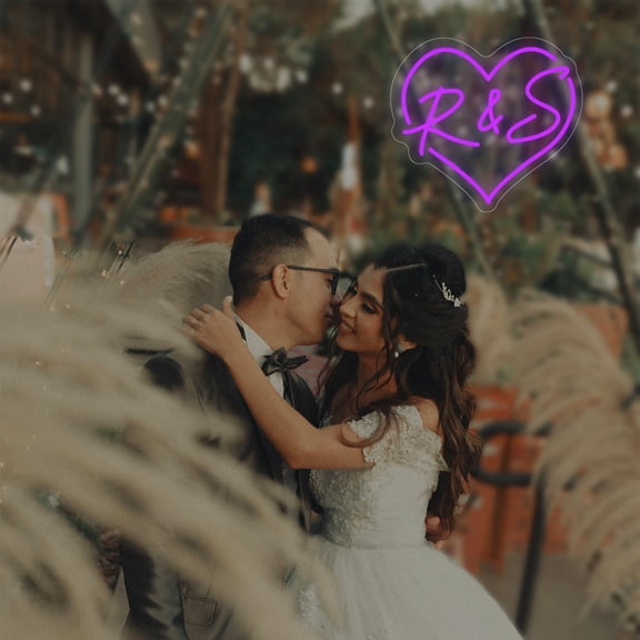 UPONRAY Heart Shaped Custom Neon Signs with &, Usb Powered with Adjustable Brightness Wall Decor for Gifts, Purple, 10 inch