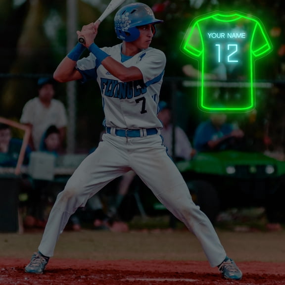 UPONRAY Jersey Custom Neon Signs, Usb Powered with Adjustable Brightness Wall Decor for Gifts, Green + Ice Blue