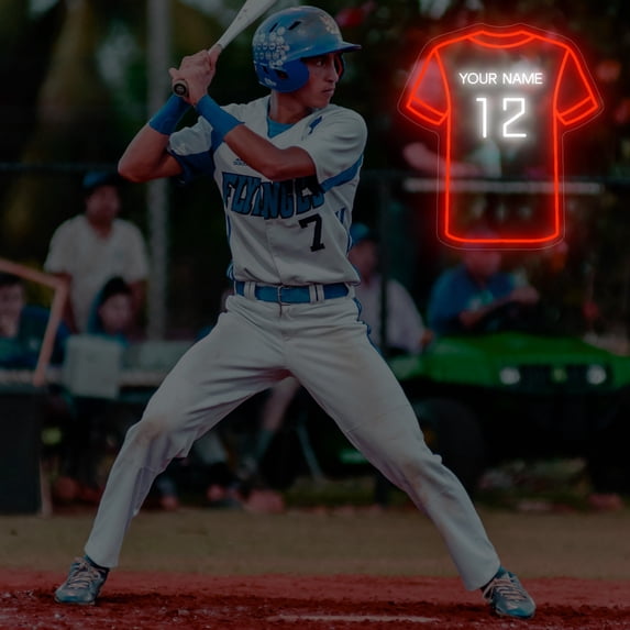 UPONRAY Jersey Custom Neon Signs, Usb Powered with Adjustable Brightness Wall Decor for Gifts, Red + Cool White