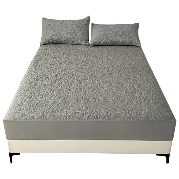 UPONRAY King Mattress Protector, Quilted Waterproof Mattress Protector with Deep Pocket up to 12 Inches, Soft Breathable Noiseless Bed Pad Topper, Queen Bed Cover for Bedroom, Hotel (Light Gray)