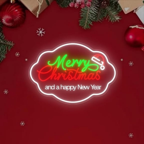 UPONRAY Merry Christmas Custom Neon Signs, Usb Powered with Adjustable Brightness Wall Decor for Gifts, 24 inch