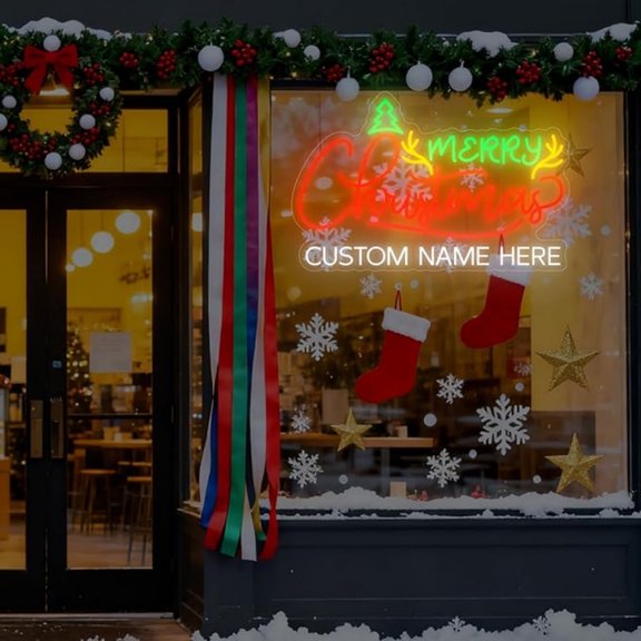UPONRAY Merry Christmas Custom Neon Signs, Usb Powered with Adjustable Brightness Wall Decor for Gifts, 28 inch