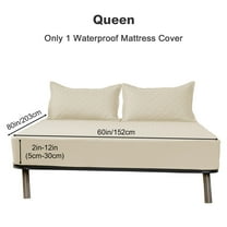 UPONRAY Queen Mattress Protector, Quilted Waterproof Mattress Protector with Deep Pocket up to 12 Inches, Soft Breathable Noiseless Bed Pad Topper, Queen Bed Cover for Home, Bedroom, Hotel (Beige)