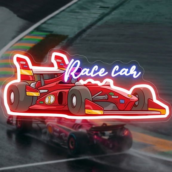 UPONRAY Racing Car Custom Neon Signs, Usb Powered with Adjustable Brightness Wall Decor for Gifts, Dark Blue, 20 inch