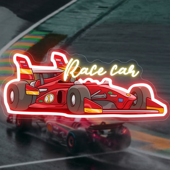UPONRAY Racing Car Custom Neon Signs, Usb Powered with Adjustable Brightness Wall Decor for Gifts, Lemon Yellow, 20 inch