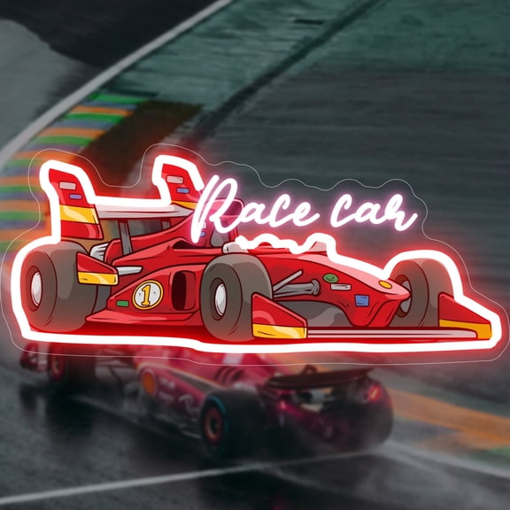 UPONRAY Racing Car Custom Neon Signs, Usb Powered with Adjustable Brightness Wall Decor for Gifts, Pink, 24 inch