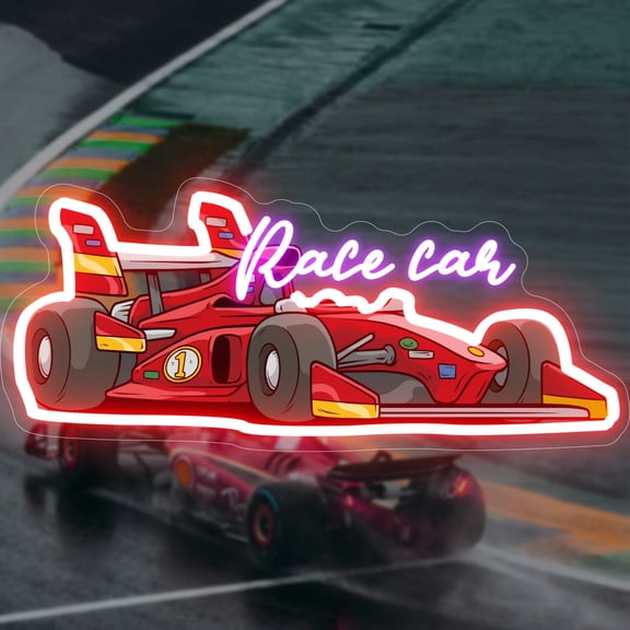 UPONRAY Racing Car Custom Neon Signs, Usb Powered with Adjustable Brightness Wall Decor for Gifts, Purple, 20 inch