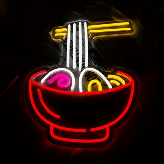 UPONRAY Ramen Neon Sign Led Noodle Neon Lights for Wall Decor, Neon Food Sign Powered by USB Delicious Ramen Light Up Sign for Restaurant Kitchen Japanese Ramen Shop Windows