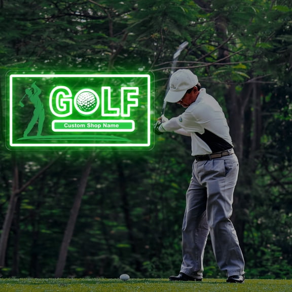 UPONRAY Rectangular Golf Custom Neon Signs, Usb Powered with Adjustable Brightness Wall Decor for Gifts, Green, 14 inch