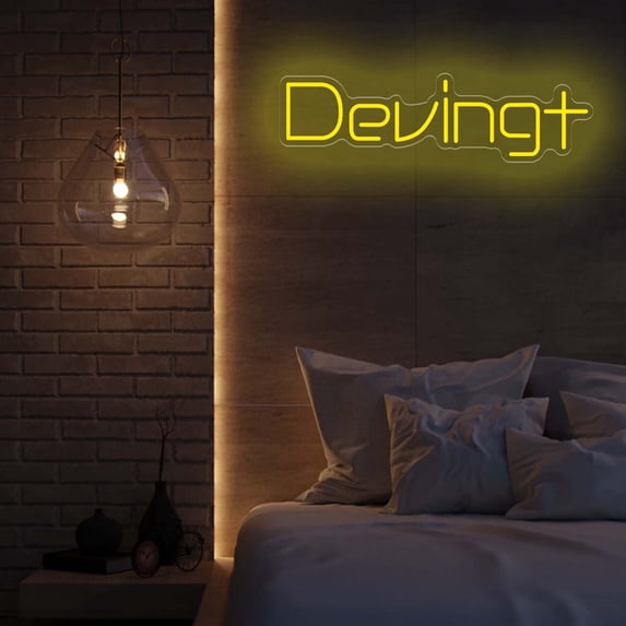 UPONRAY Single Line Custom Neon Signs, Customizable USB-Powered & Dimmable LED Neon Light, Stylish Wall Decor for Bedroom, Home, Lover, Friend, Lemon Yellow, 28 inch
