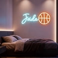 thumbnail image 1 of UPONRAY Single Line Custom Neon Signs with Basketball, Usb Powered with Adjustable Brightness Wall Decor for Gifts, Ice Blue, 16 inch, 1 of 8