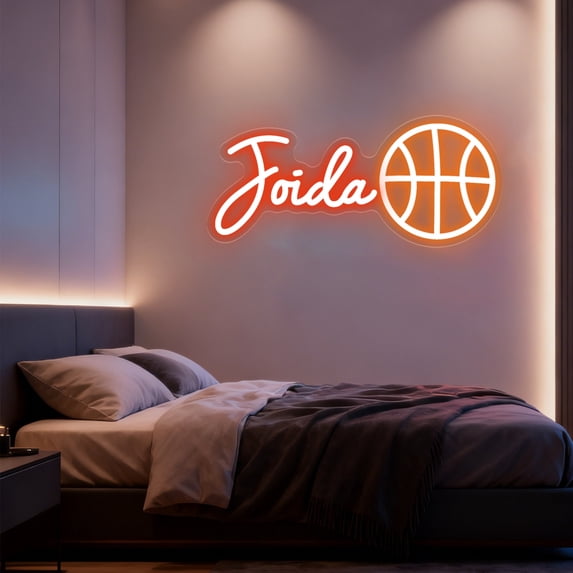 UPONRAY Single Line Custom Neon Signs with Basketball, Usb Powered with Adjustable Brightness Wall Decor for Gifts, Red, 16 inch
