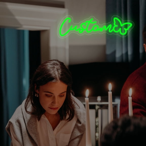 UPONRAY Single Line Custom Neon Signs with Butterfly, Usb Powered with Adjustable Brightness Wall Decor for Gifts, Green, 5 inch