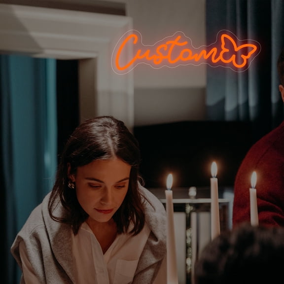 UPONRAY Single Line Custom Neon Signs with Butterfly, Usb Powered with Adjustable Brightness Wall Decor for Gifts, Orange, 5 inch