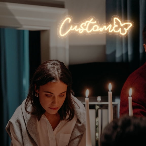 UPONRAY Single Line Custom Neon Signs with Butterfly, Usb Powered with Adjustable Brightness Wall Decor for Gifts, Warm White, 5 inch