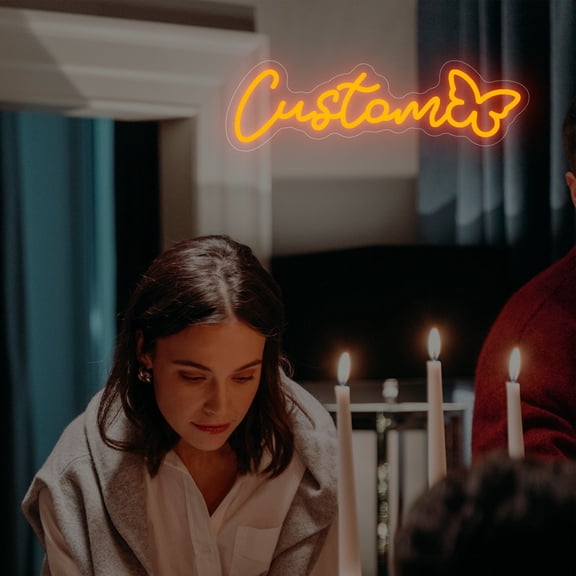 UPONRAY Single Line Custom Neon Signs with Butterfly, Usb Powered with Adjustable Brightness Wall Decor for Gifts, Yellow, 5 inch