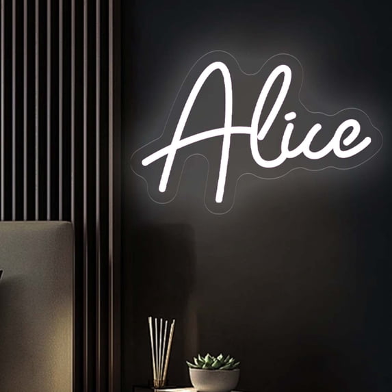 UPONRAY Single-line Custom Neon Signs, Customizable USB-Powered & Dimmable LED Neon Light, Stylish Wall Decor for Bedroom, Home, Lover, Friend, Cool White, 5 inch/2 Letters
