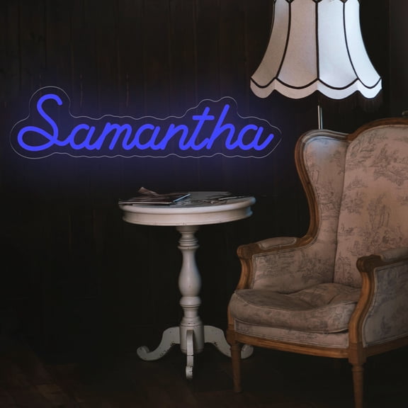 UPONRAY Single-line Custom Neon Signs, Customizable USB-Powered & Dimmable LED Neon Light, Stylish Wall Decor for Bedroom, Home, Lover, Friend, Dark Blue, 5 inch/1 Letter