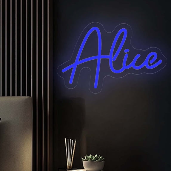 UPONRAY Single-line Custom Neon Signs, Customizable USB-Powered & Dimmable LED Neon Light, Stylish Wall Decor for Bedroom, Home, Lover, Friend, Dark Blue, 5 inch/2 Letters
