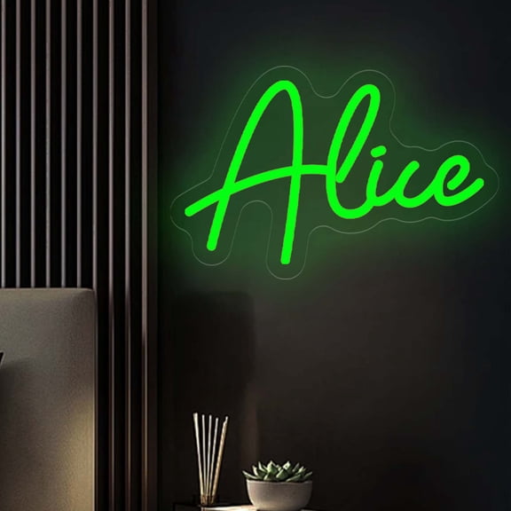 UPONRAY Single-line Custom Neon Signs, Customizable USB-Powered & Dimmable LED Neon Light, Stylish Wall Decor for Bedroom, Home, Lover, Friend, Green, 5 inch/2 Letters