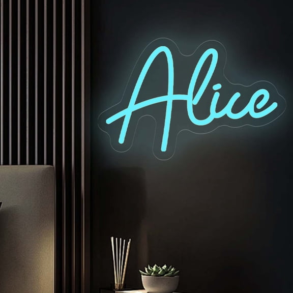 UPONRAY Single-line Custom Neon Signs, Customizable USB-Powered & Dimmable LED Neon Light, Stylish Wall Decor for Bedroom, Home, Lover, Friend, Ice Blue, 5 inch/2 Letters