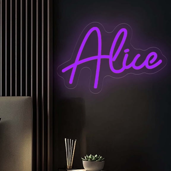 UPONRAY Single-line Custom Neon Signs, Customizable USB-Powered & Dimmable LED Neon Light, Stylish Wall Decor for Bedroom, Home, Lover, Friend, Purple, 5 inch/2 Letters