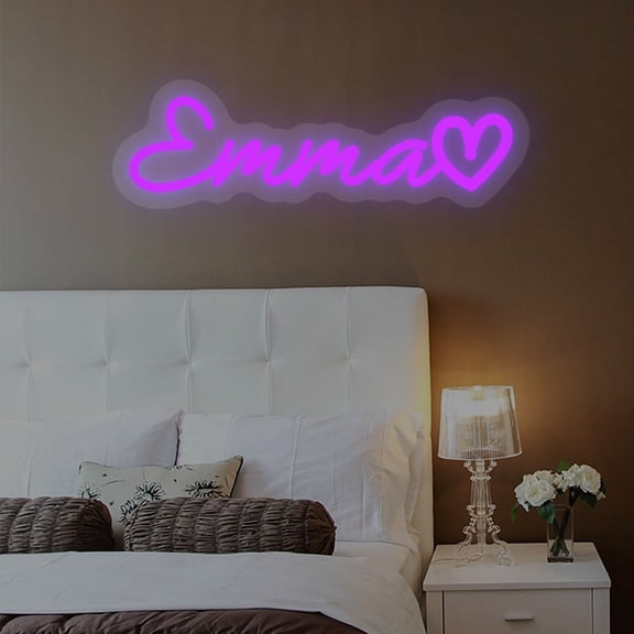 UPONRAY Single Line Custom Neon Signs with Heart, Usb Powered with Adjustable Brightness Wall Decor for Gifts, Purple, 18 inch