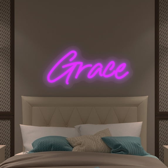 UPONRAY Single-line Custom Neon Signs, Customizable USB-Powered & Dimmable LED Neon Light, Stylish Wall Decor as Gifts for Bedroom, Home, Bar, Family, Lover, Friend, Purple, 26 inch/13 Letters