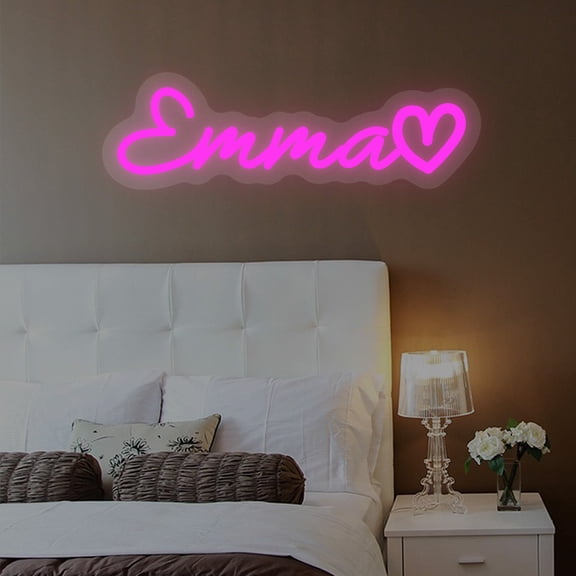 UPONRAY Single Line Custom Neon Signs with Heart, Usb Powered with Adjustable Brightness Wall Decor for Gifts, Rose Red, 5 inch