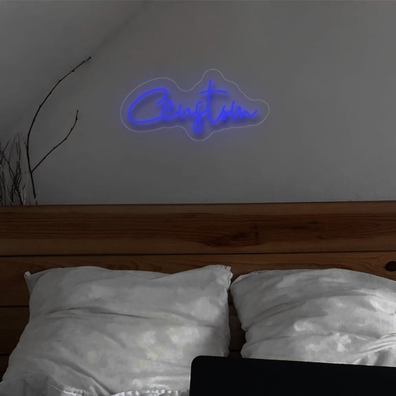 UPONRAY Single Line Custom Neon Signs, Usb Powered with Adjustable Brightness Wall Decor for Gifts, Dark Blue, 5 inch