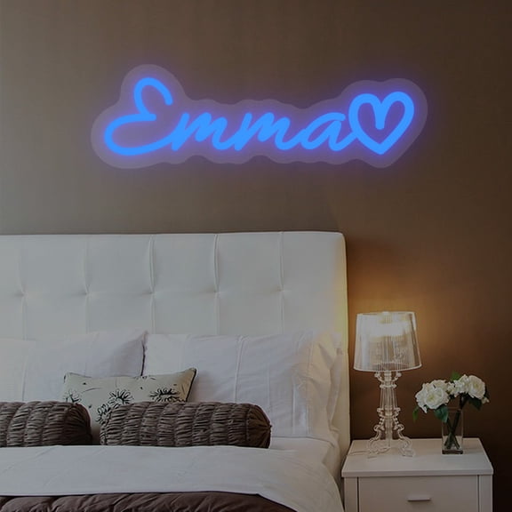 UPONRAY Single Line Custom Neon Signs with Heart, Usb Powered with Adjustable Brightness Wall Decor for Gifts, Dark Blue, 14 inch